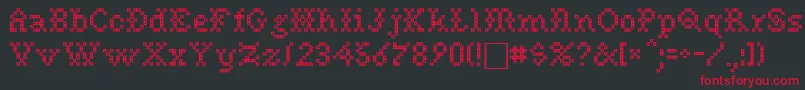 フォントNeedlePointSewPlain – 黒い背景に赤い文字