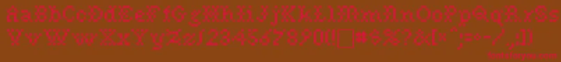 NeedlePointSewPlain-Schriftart – Rote Schriften auf braunem Hintergrund