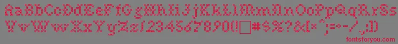 NeedlePointSewPlain Font – Red Fonts on Gray Background