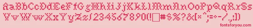 Fonte NeedlePointSewPlain – fontes vermelhas em um fundo rosa