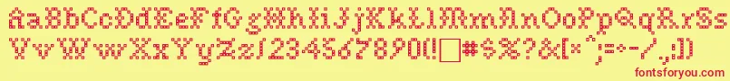 Fonte NeedlePointSewPlain – fontes vermelhas em um fundo amarelo