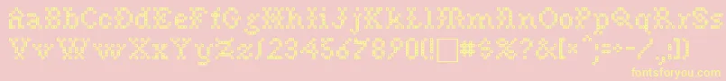 NeedlePointSewPlain-Schriftart – Gelbe Schriften auf rosa Hintergrund