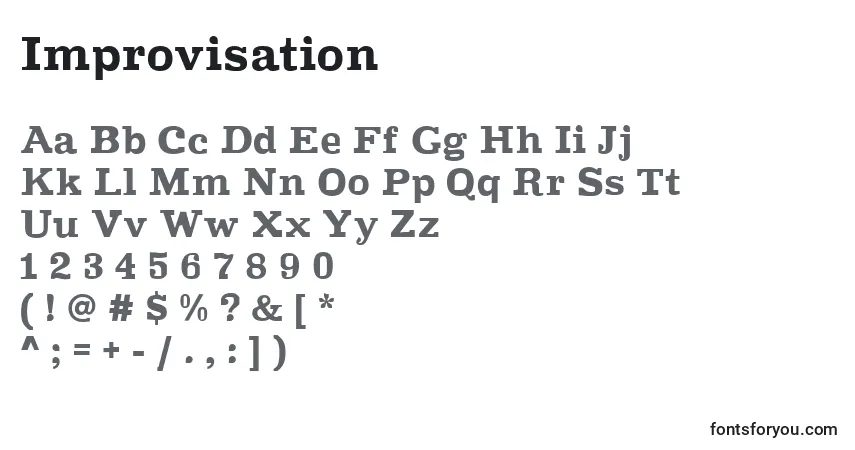 Czcionka Improvisation – alfabet, cyfry, specjalne znaki