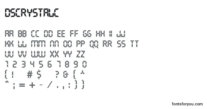 Czcionka Dscrystalc – alfabet, cyfry, specjalne znaki