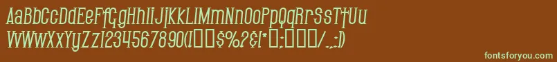 SfGothicanBoldItalic Font – Green Fonts on Brown Background