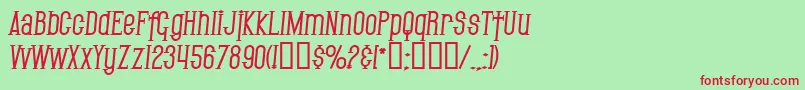 SfGothicanBoldItalic Font – Red Fonts on Green Background