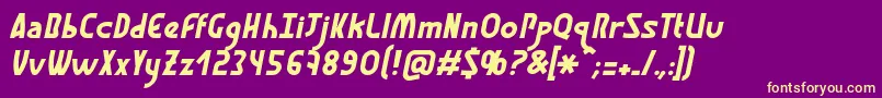 Fonte GraphismeItalic – fontes amarelas em um fundo roxo