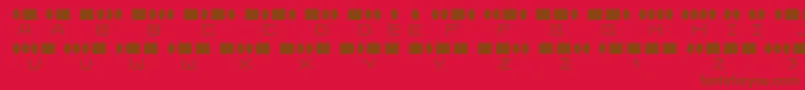 Więcej informacji o czcionce RadiosinmotionRegular Czcionka RadiosinmotionRegular – brązowe czcionki na czerwonym tle
