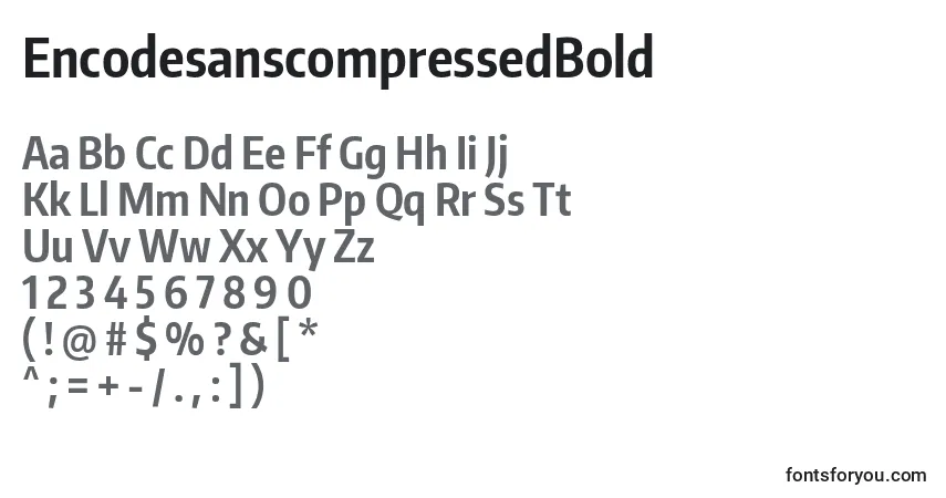 Шрифт EncodesanscompressedBold – алфавит, цифры, специальные символы