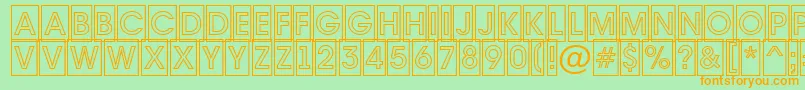 フォントAAvantetitulcmotlBold – オレンジの文字が緑の背景にあります。