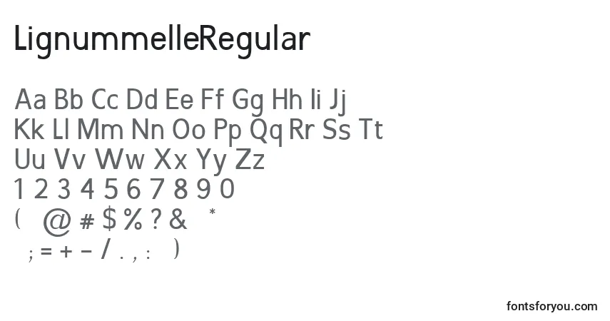 Schriftart LignummelleRegular – Alphabet, Zahlen, spezielle Symbole