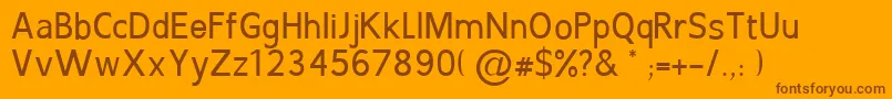 LignummelleRegular-Schriftart – Braune Schriften auf orangefarbenem Hintergrund