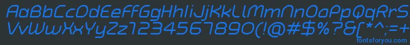 TypoAngularRoundedItalicDemo Font – Blue Fonts on Black Background