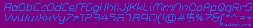 TypoAngularRoundedItalicDemo-fontti – siniset fontit violetilla taustalla