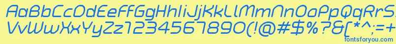 TypoAngularRoundedItalicDemo-fontti – siniset fontit keltaisella taustalla