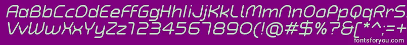 TypoAngularRoundedItalicDemo Font – Green Fonts on Purple Background