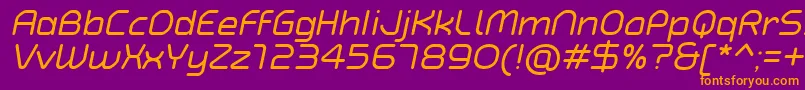 フォントTypoAngularRoundedItalicDemo – 紫色の背景にオレンジのフォント
