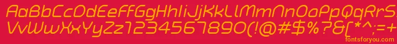 TypoAngularRoundedItalicDemo-Schriftart – Orangefarbene Schriften auf rotem Hintergrund