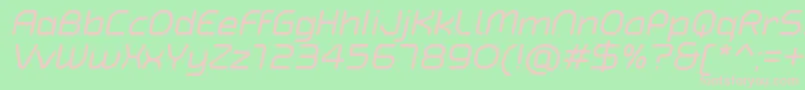TypoAngularRoundedItalicDemo-fontti – vaaleanpunaiset fontit vihreällä taustalla