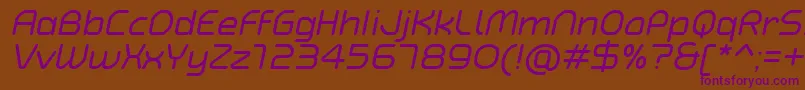 TypoAngularRoundedItalicDemo Font – Purple Fonts on Brown Background