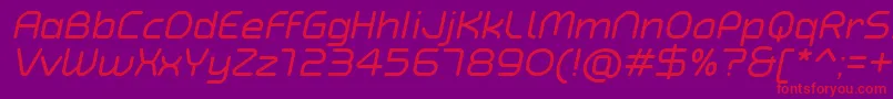TypoAngularRoundedItalicDemo-fontti – punaiset fontit violetilla taustalla