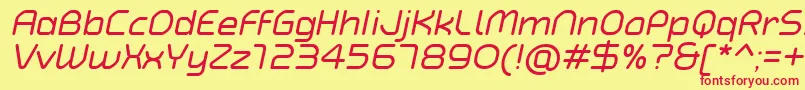TypoAngularRoundedItalicDemo Font – Red Fonts on Yellow Background