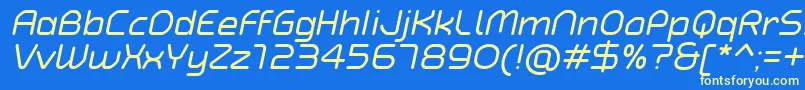 Czcionka TypoAngularRoundedItalicDemo – żółte czcionki na niebieskim tle