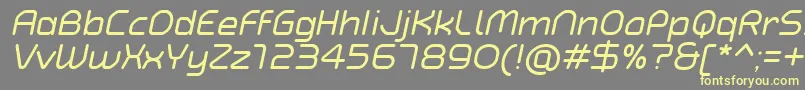 TypoAngularRoundedItalicDemo-fontti – keltaiset fontit harmaalla taustalla