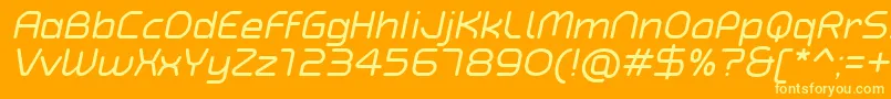 TypoAngularRoundedItalicDemo-Schriftart – Gelbe Schriften auf orangefarbenem Hintergrund