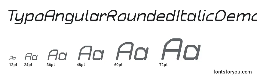Größen der Schriftart TypoAngularRoundedItalicDemo