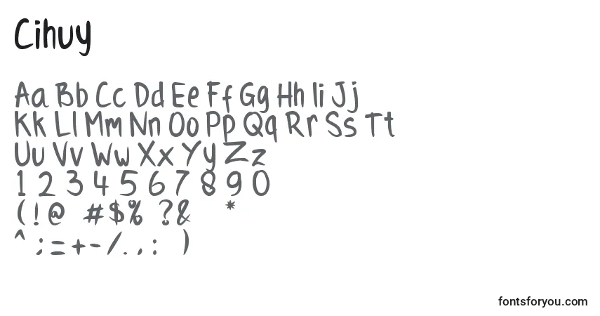 Czcionka Cihuy – alfabet, cyfry, specjalne znaki