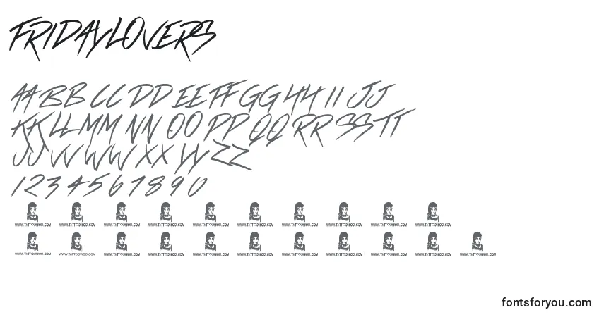 FridayLovers-fontti – aakkoset, numerot, erikoismerkit