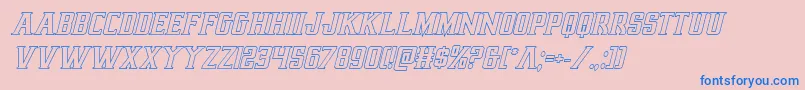 Earthrealmoutital-Schriftart – Blaue Schriften auf rosa Hintergrund