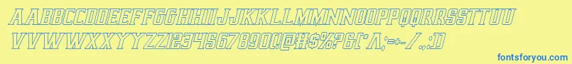 Weitere Informationen zur Earthrealmoutital-Schriftart Earthrealmoutital-Schriftart – Blaue Schriften auf gelbem Hintergrund