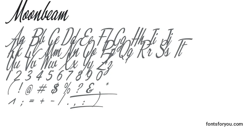 Шрифт Moonbeam – алфавит, цифры, специальные символы