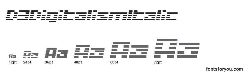 Размеры шрифта D3DigitalismItalic