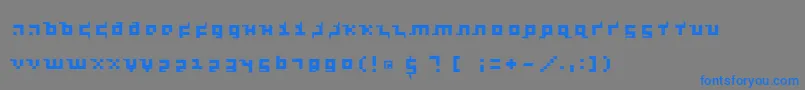 Fonte Kleinsthreepixel – fontes azuis em um fundo cinza