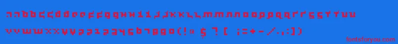Czcionka Kleinsthreepixel – czerwone czcionki na niebieskim tle