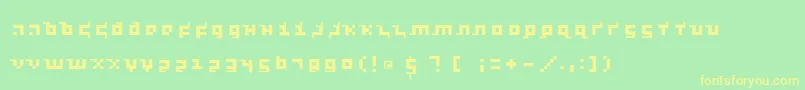 Kleinsthreepixel-Schriftart – Gelbe Schriften auf grünem Hintergrund