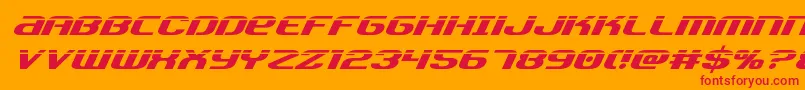 フォントTeamamericalaser – オレンジの背景に赤い文字