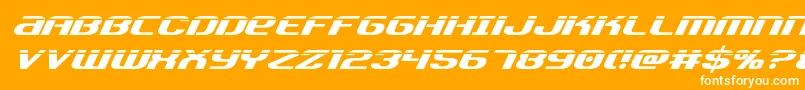 Teamamericalaser-Schriftart – Weiße Schriften auf orangefarbenem Hintergrund