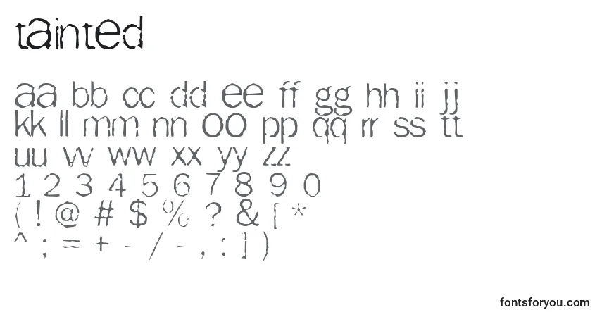 Czcionka Tainted – alfabet, cyfry, specjalne znaki