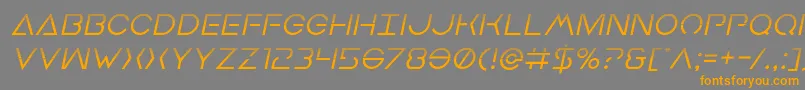 Earthorbiterhalfital-Schriftart – Orangefarbene Schriften auf grauem Hintergrund