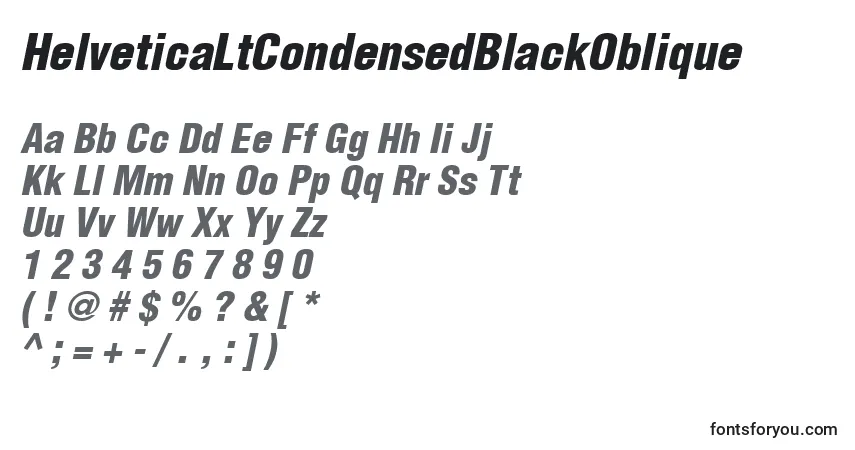 HelveticaLtCondensedBlackOblique-fontti – aakkoset, numerot, erikoismerkit