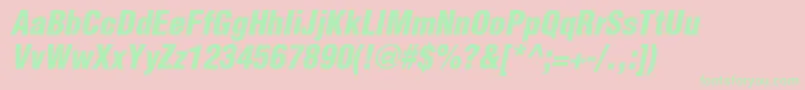 HelveticaLtCondensedBlackOblique Font – Green Fonts on Pink Background