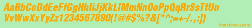 HelveticaLtCondensedBlackOblique Font – Orange Fonts on Green Background
