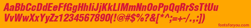 HelveticaLtCondensedBlackOblique Font – Red Fonts on Orange Background