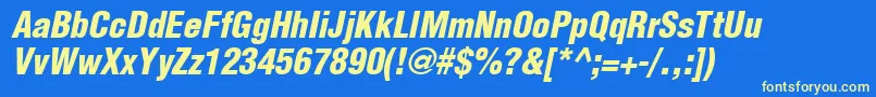 HelveticaLtCondensedBlackOblique Font – Yellow Fonts on Blue Background