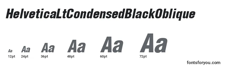 Размеры шрифта HelveticaLtCondensedBlackOblique