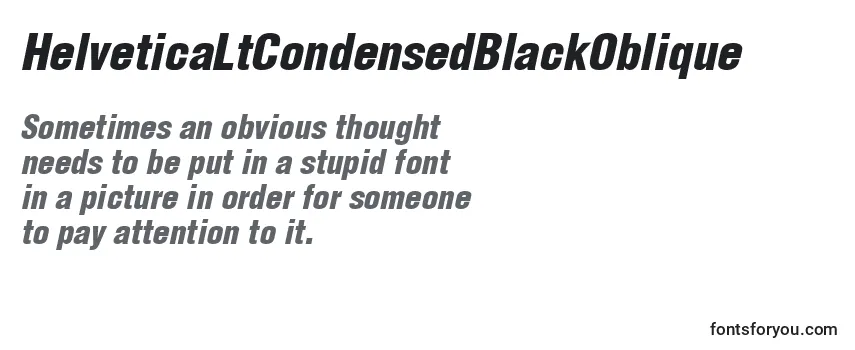 Review of the HelveticaLtCondensedBlackOblique Font